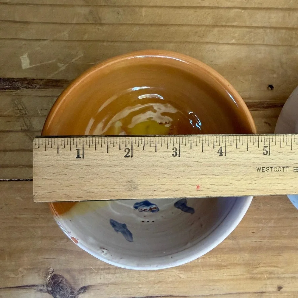 Studio Pottery Bowl Set Handmade‎ Ceramic Bowls Signed Stoneware Colorful Glaze
